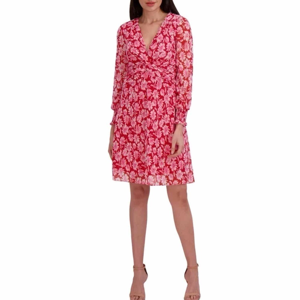 Julia Jordan Floral Long Sleeve Chiffon Dress in Red
Multi Size US 10